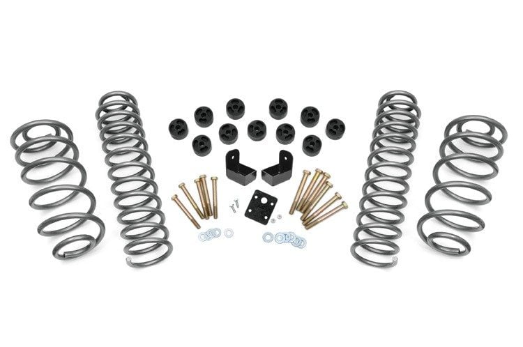 Jeep Wrangler Unlimited Suspension Lift Kit - Rough Country - Combo 3.75 Inch Lift + Body Lift Pucks, N3 Shocks - '04-'06